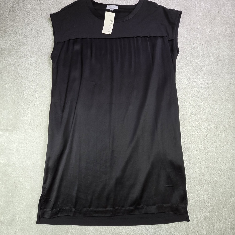 NWT Evereve‎ Amelia Shift Dress Black Women's Size Sm Knee Length